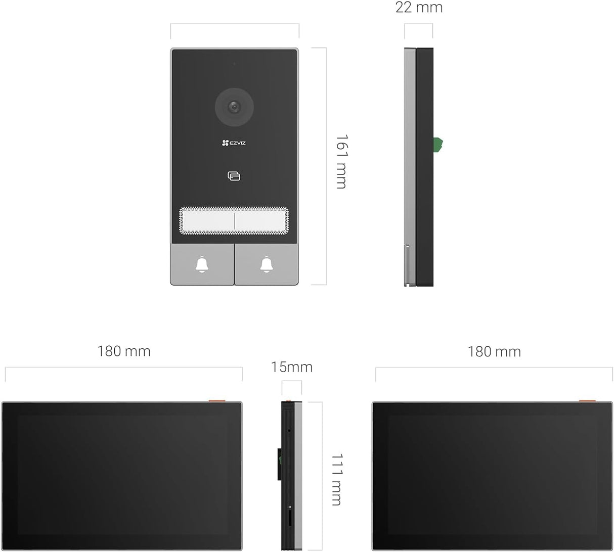 EZVIZ HP7 2K Citofono Bifamiliare, 2 Schermi, WiFi, 7'' Touch Screen a Colori