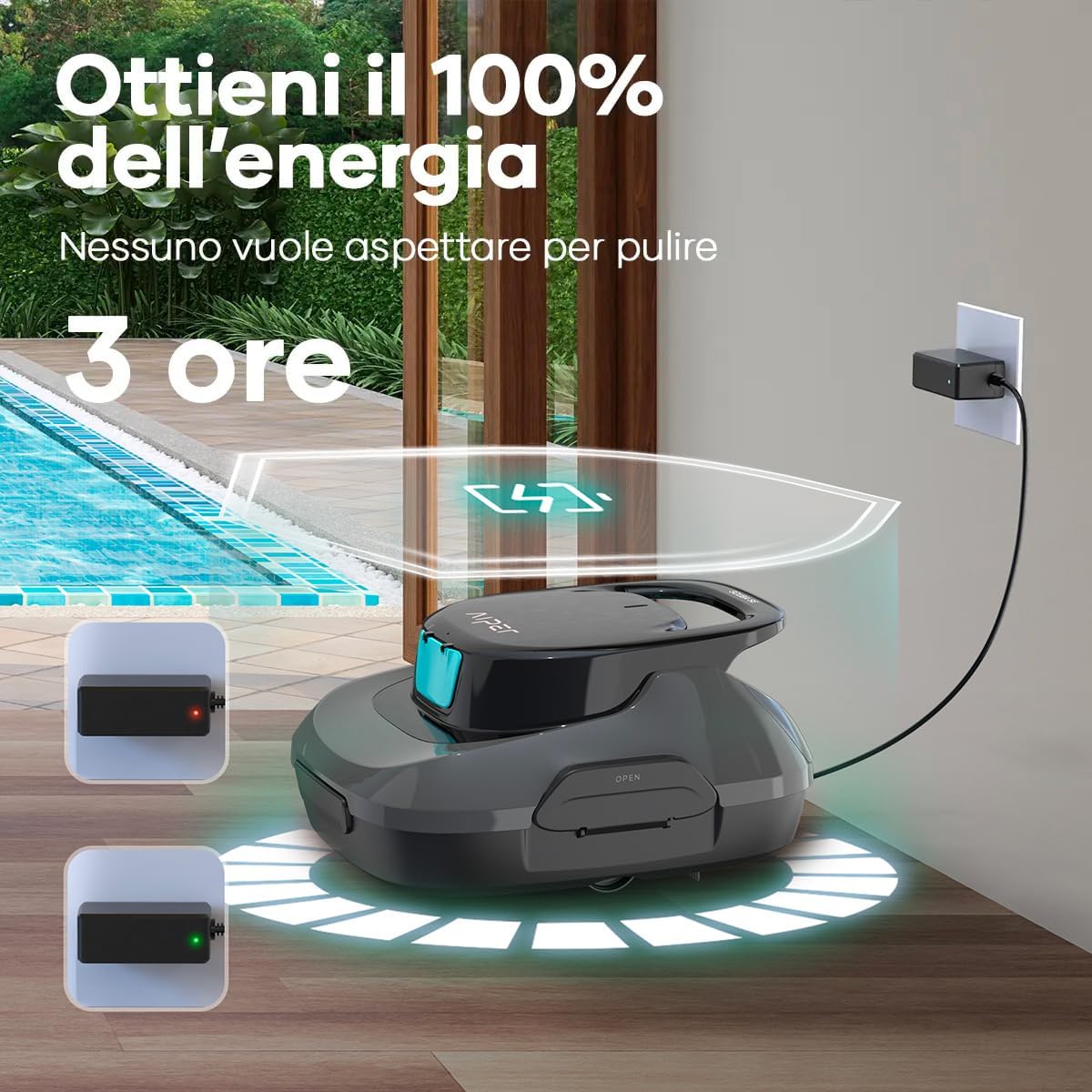 AIPER Scuba SE, Robot per piscina senza fili, Batteria a doppia azionamento