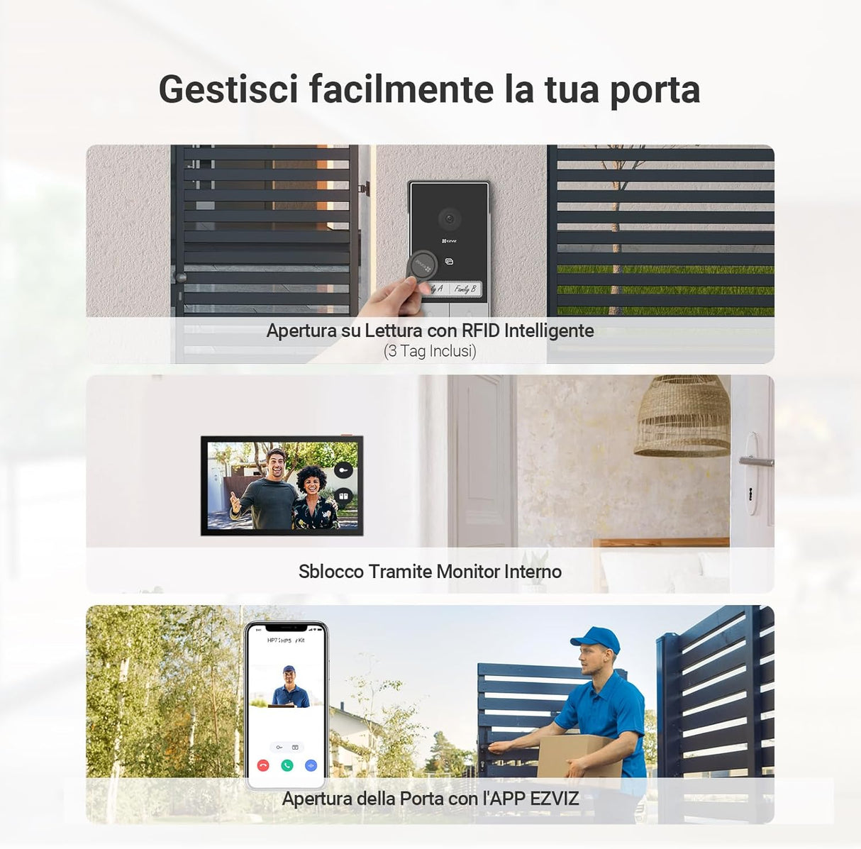 EZVIZ HP7 2K Citofono Bifamiliare, 2 Schermi, WiFi, 7'' Touch Screen a Colori